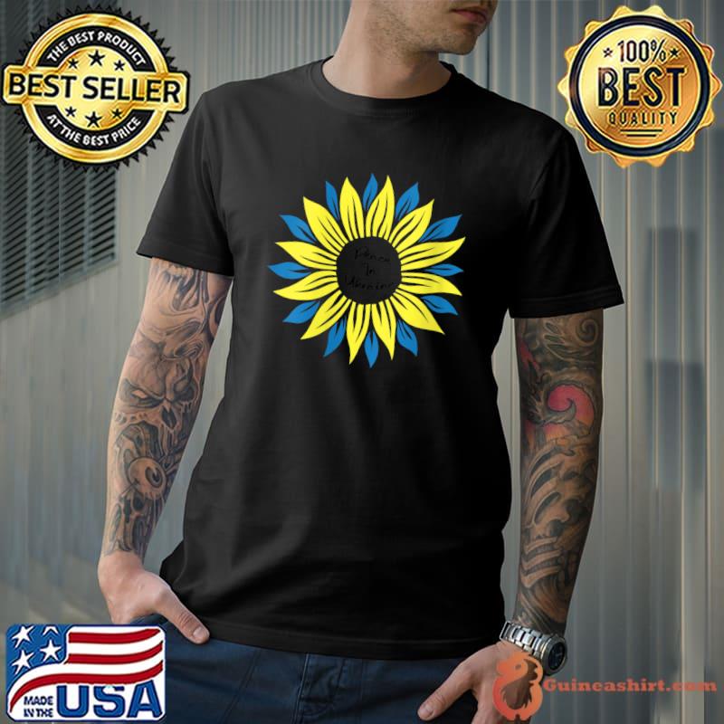 Peace in Ukraine Sunflower Tshirt for Women Ukrainian Flag T-shirt