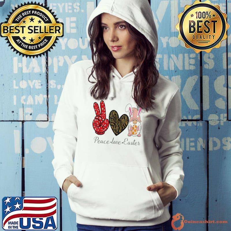 Peace Love Easter Gnome Leopard Graphic Easter Day T-Shirt