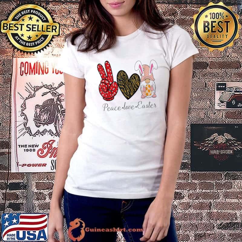 Peace Love Easter Gnome Leopard Graphic Easter Day T-Shirt Ladiestee