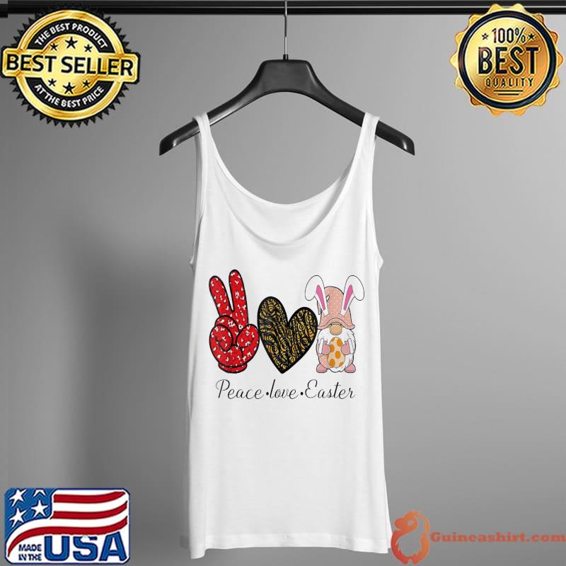 Peace Love Easter Gnome Leopard Graphic Easter Day T-Shirt Tank Top