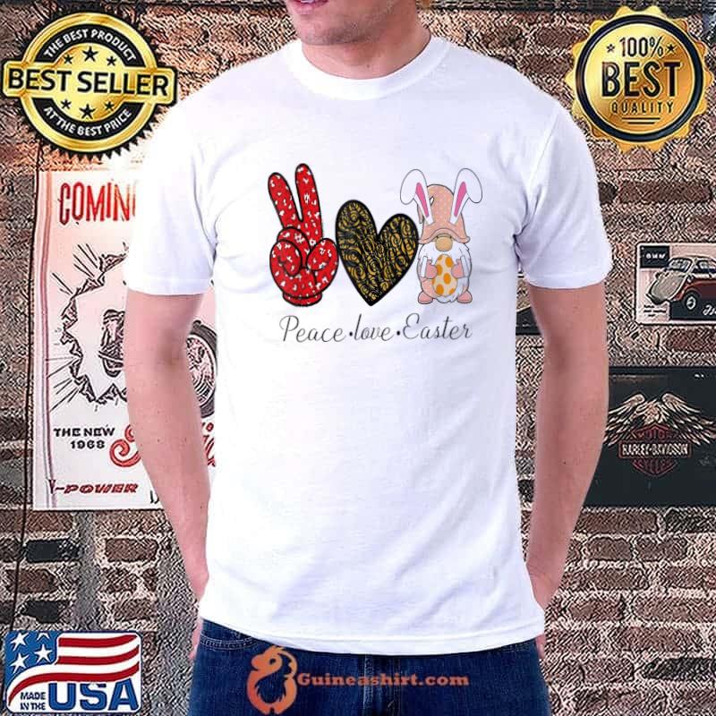 Peace Love Easter Gnome Leopard Graphic Easter Day T-Shirt Unisex