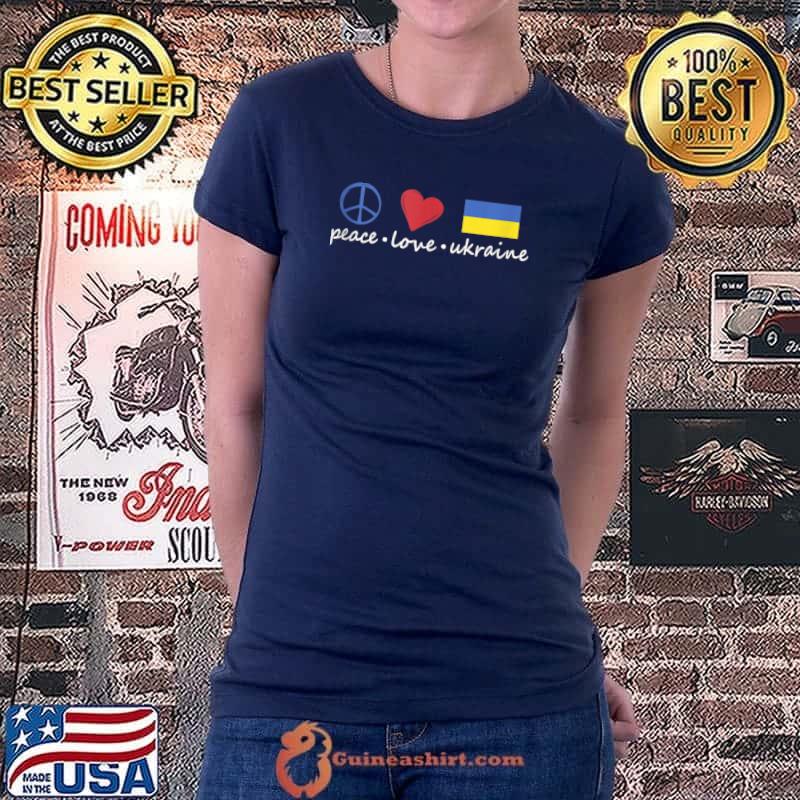 Peace, Love, Ukraine Ukrainian Flag T- Ladiestee