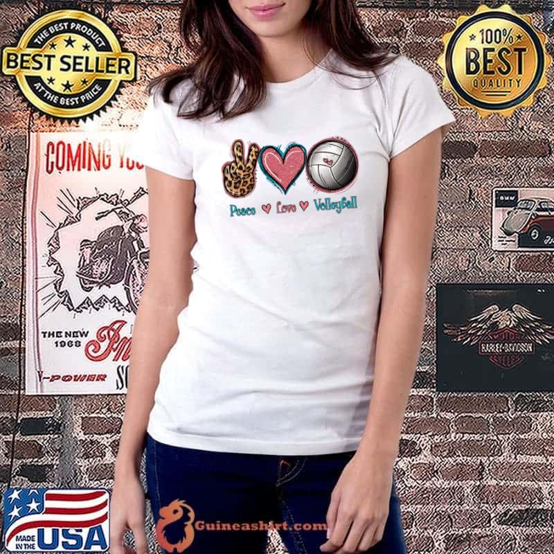 Peace Love Volleyball Premium T-Shirt Ladiestee