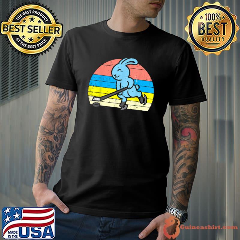 Premium Easter Bunny Playing Ice Hockey Retro Sports Men Women Kids T-Shirt