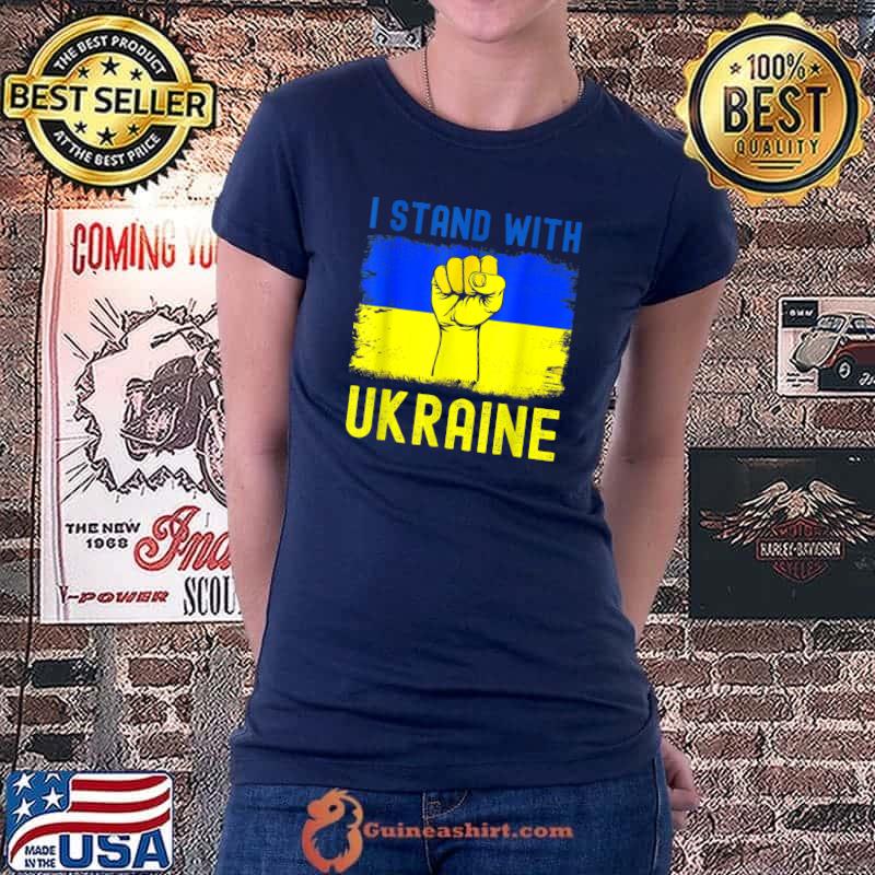Premium Support Ukraine flag I Stand With Ukraine T-Shirt Ladiestee