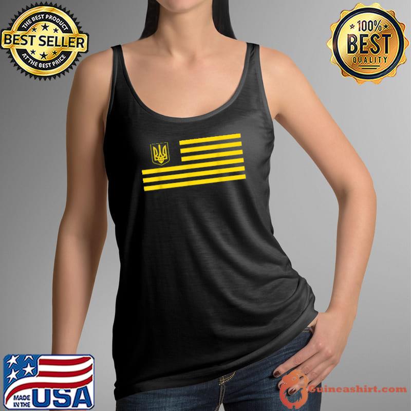Premium USA Ukraine Trident Flag Yellow Blue T-Shirt Tank Top