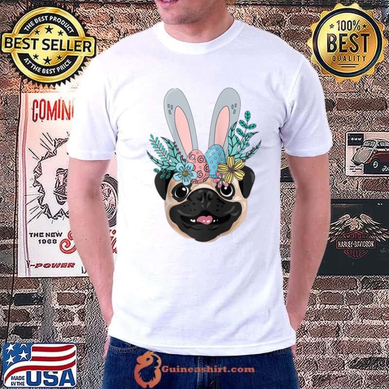 Pug Bunny Easter Day Cute Dog Egg Hunt Boys Girls Kids T- Unisex