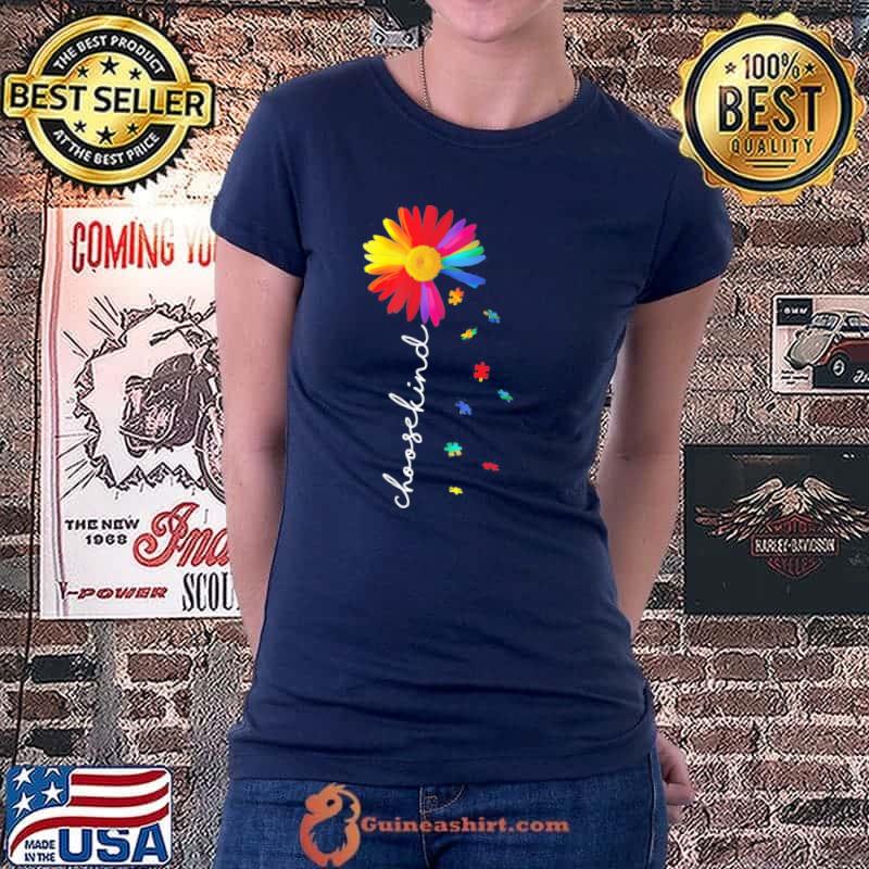 Puzzle Ribbon Choose Kind Autism Awareness Month T-Shirt