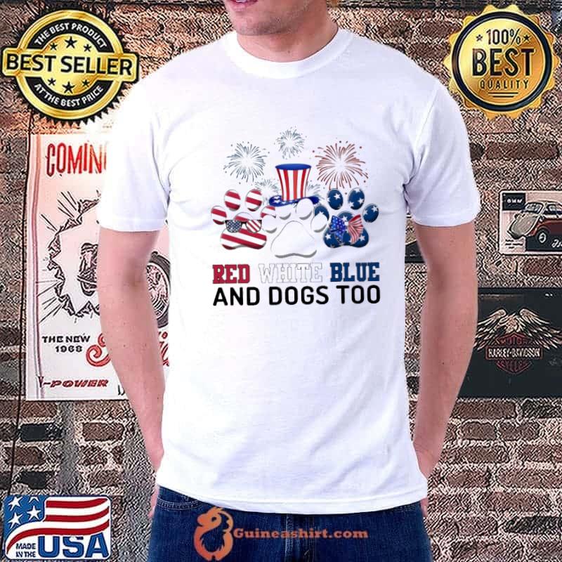 Red White Blue and Dogs Too American Flag Shirt Unisex