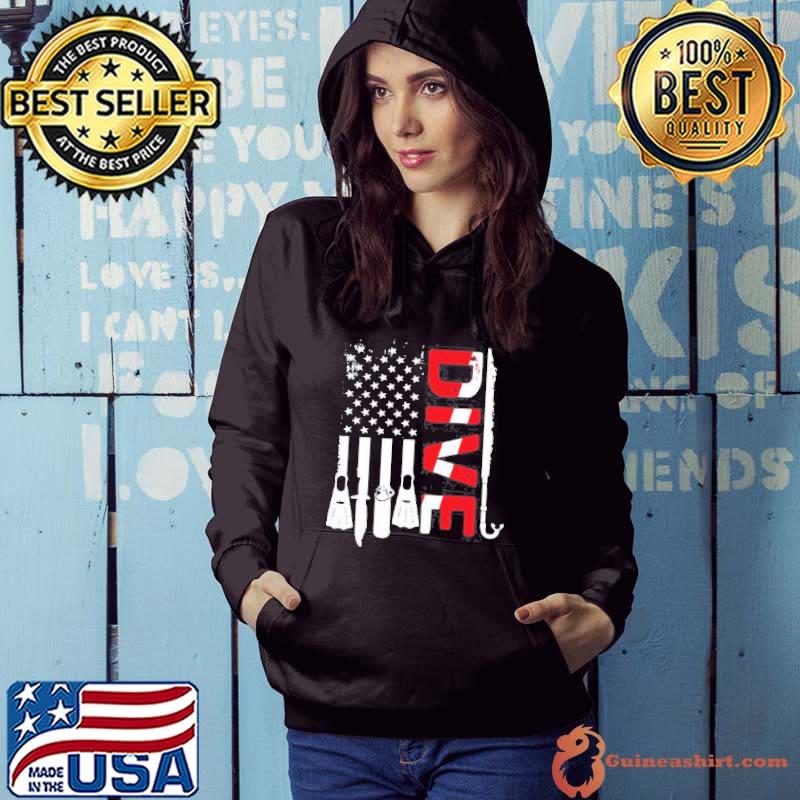 SCuba diving gear American sCuba diver down flag vintage Hoodie
