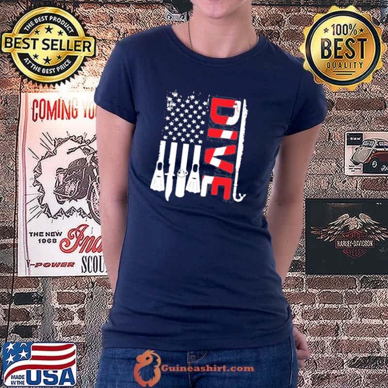 SCuba diving gear American sCuba diver down flag vintage shirt