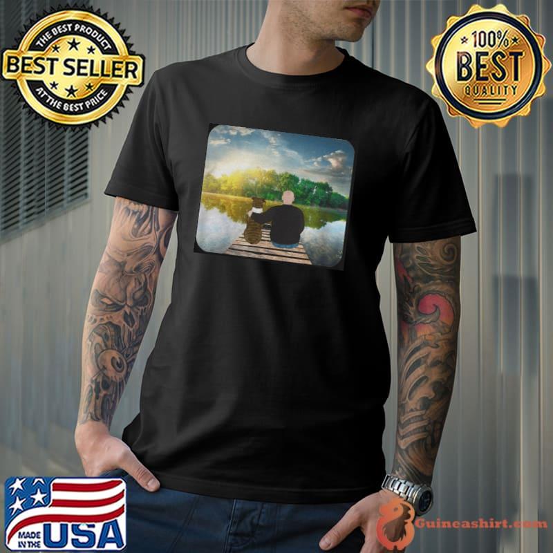 Sitting on the lake dock pitbull shirt