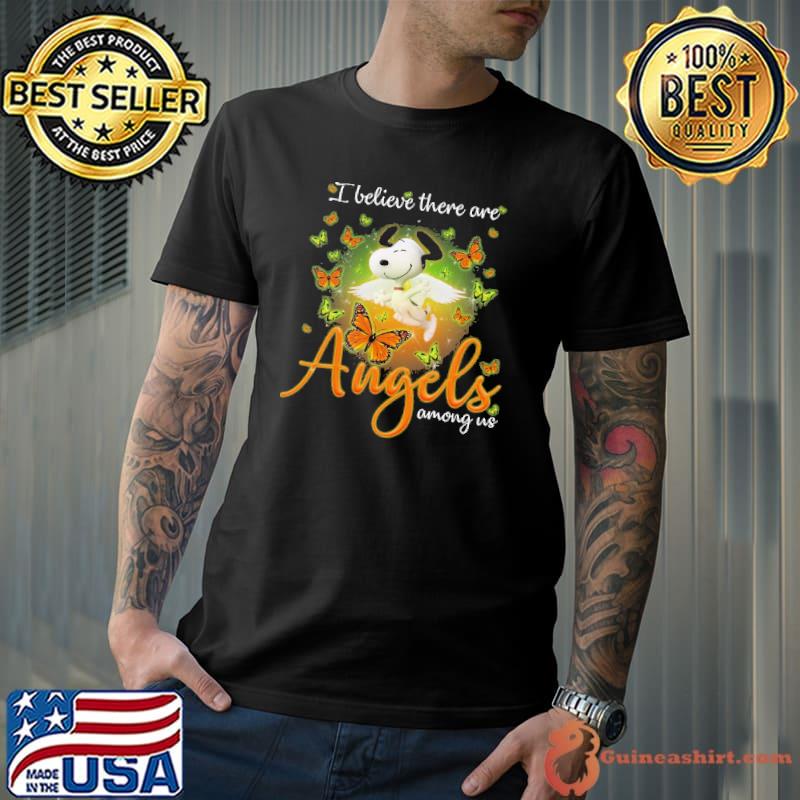 Snoopy butterflies I believe there are angels among us shirt