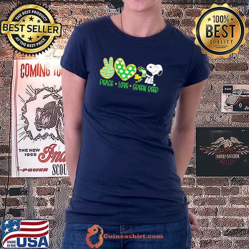 Snoopy Peace Love Green Beer Shirt Ladiestee