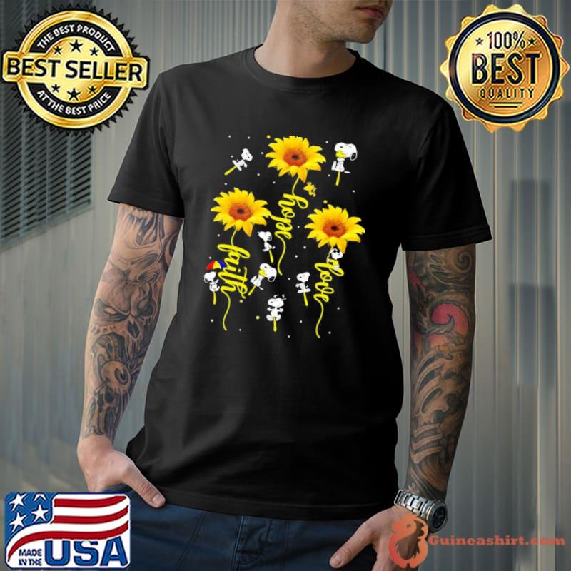 Snoopy sunflower love hope faith shirt