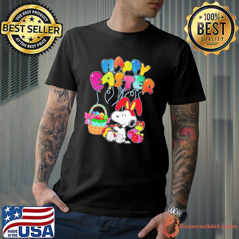 Snoopy woodstock balloons eggs happy easter shirt