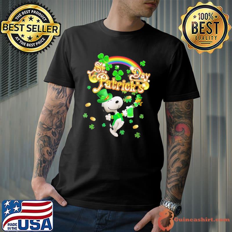 Snoopy woodstock clover rainbows happy patrick's day shirt