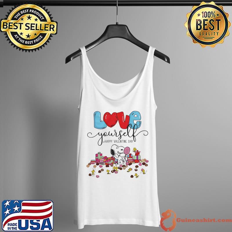 Snoopy woodstock love yourself happy valentine day Tank Top