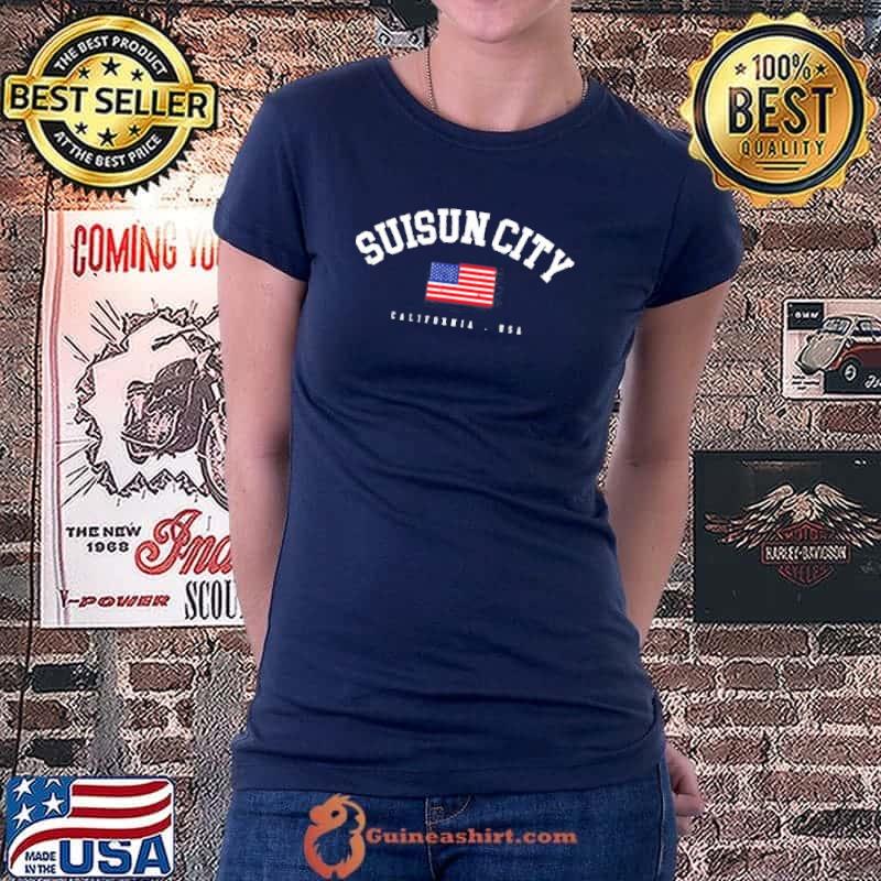 Suisun city ca retro American flag usa city name shirt