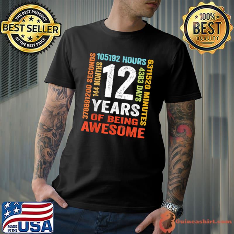 Top Vintage 12th Birthday Shirt Gift 12 Years Old Being Awesome T-Shirt