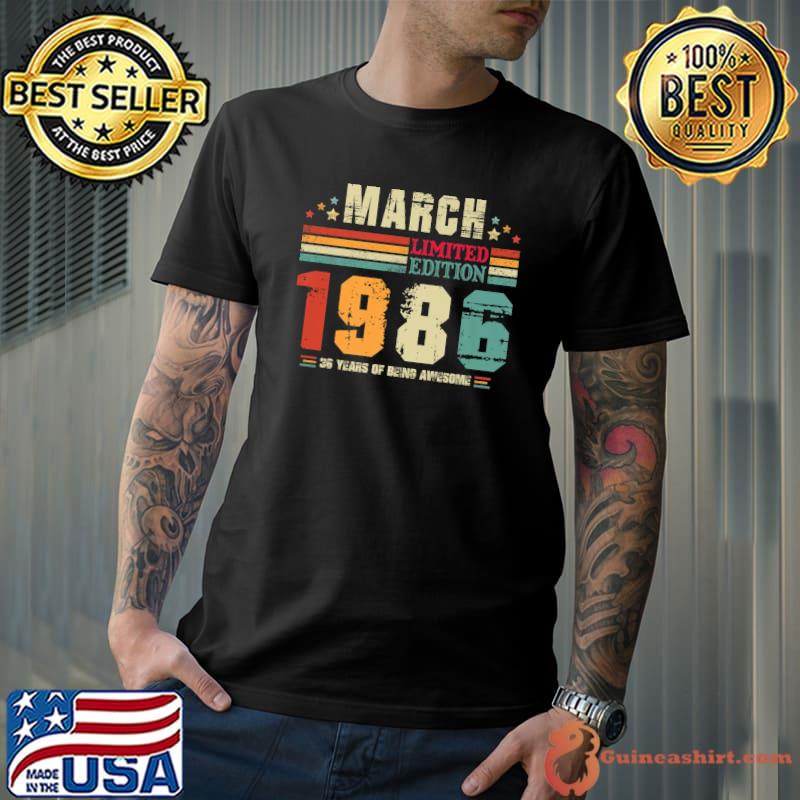 Top Vintage 36 Years Old Retro Birthday Awesome Since March 1986 Premium T-Shirt
