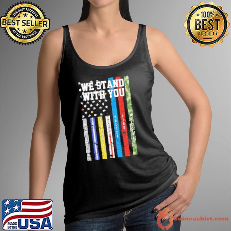 We stand with you fire corrections ems norse military america flag Tank Top
