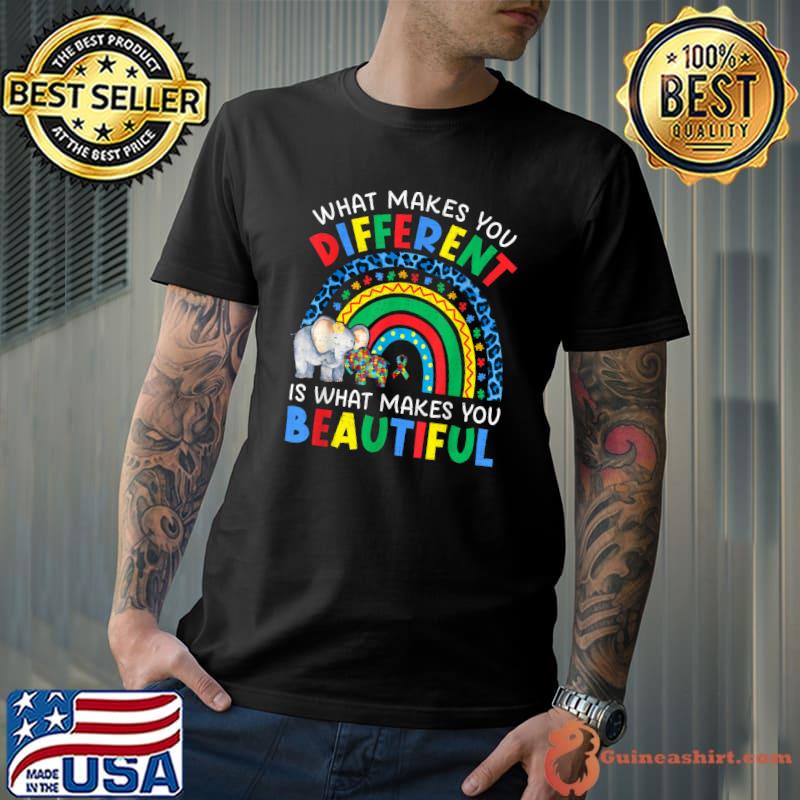 What Makes You Different Elephant Mom Child Autism Rainbow T-Shirt