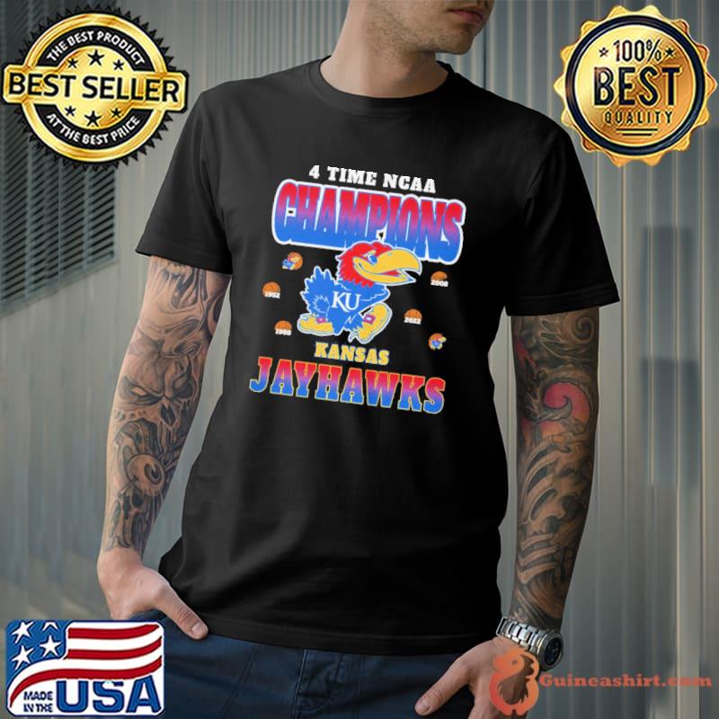 4 Time NCAA Champions Kansas Jayhawks Shirt