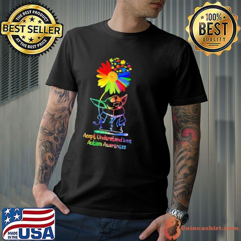 Accept Understand Love Autism Awareness Baby Yoda Shirt