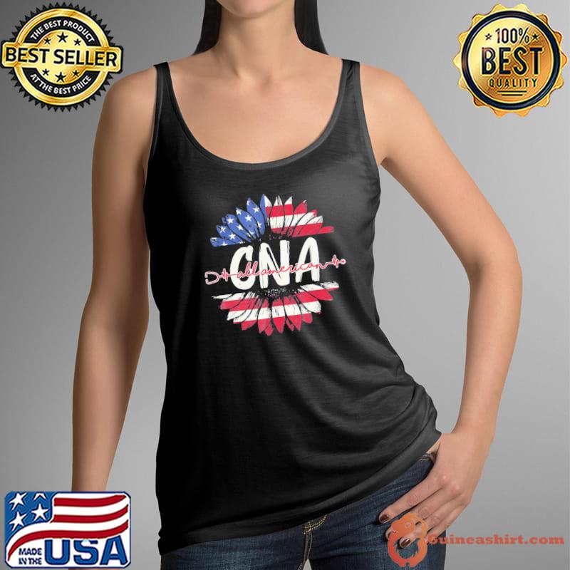All American CNA Life American Flag Sunflower 4th Of July T-Shirt Tank Top