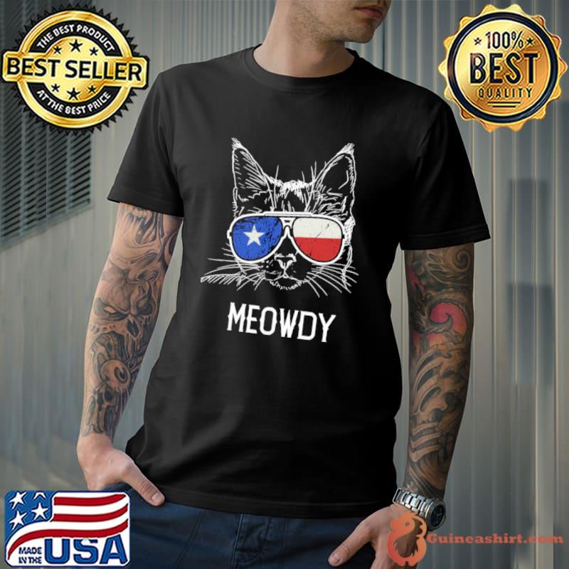 American flag meowdy Texas cat art shirt