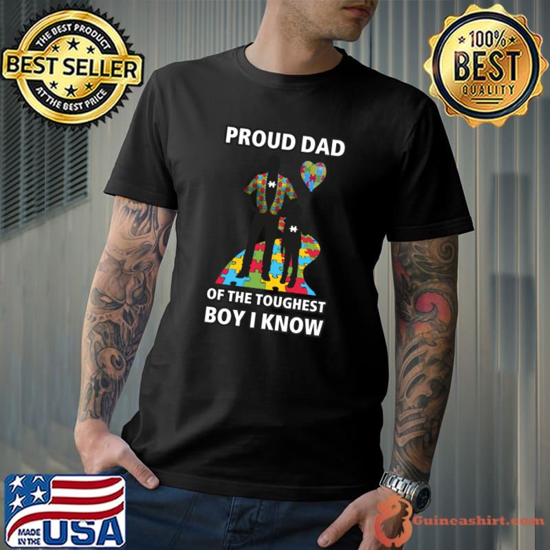 Autism Awareness Puzzle proud dad of the toughest boy I know T-shirt