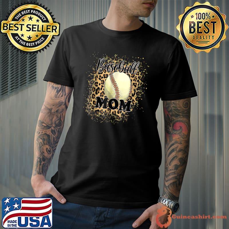 Basaball Mom Leopard Pattern Mother's Day Tee Baseball Lover T-Shirt