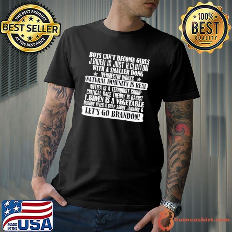 Boys Can't Become Girls Natural Immunity Is real Let's Go Brandon Shirt