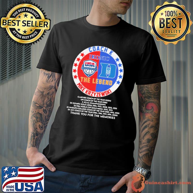 Coach K The Legend Mike Krzyzewski Titles for career thank you for the memories shirt