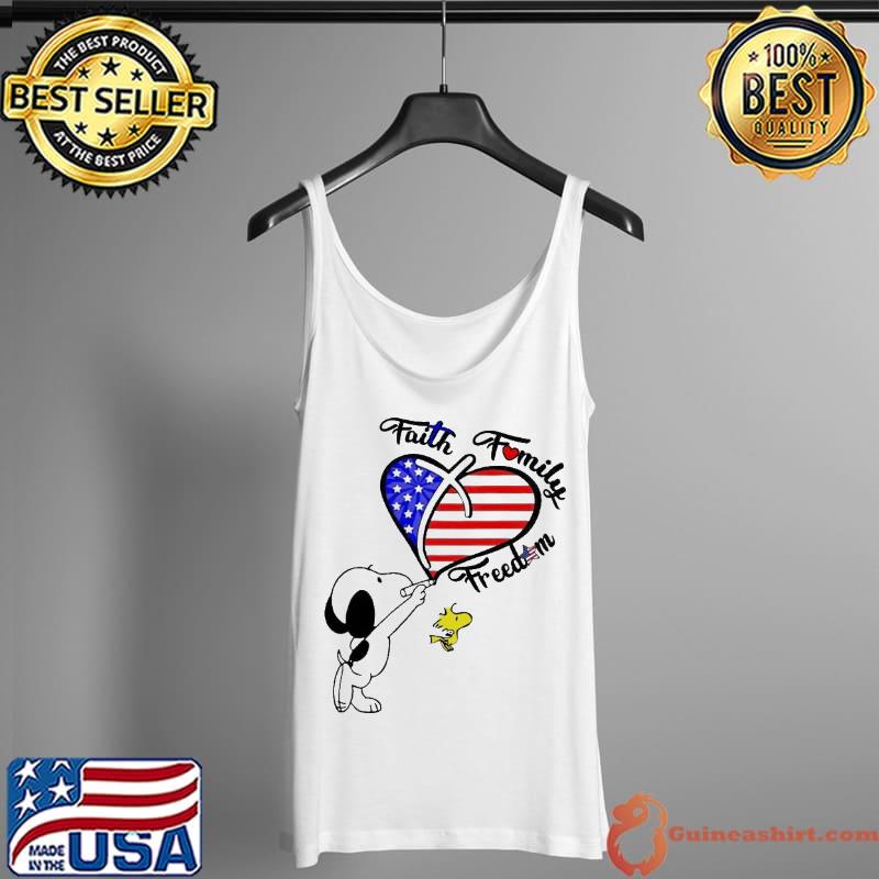 Faith Family Freedom Heart American Flag Snoopy Shirt Tank Top