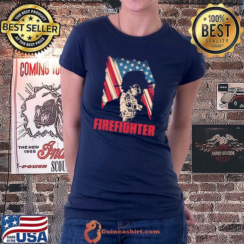 Firefighter American Flag Vintage Shirt Ladiestee