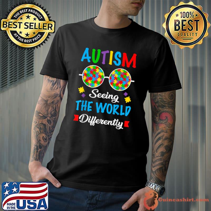 Glasses Puzzle Autism Seeing The World Differently Autism T-Shirt