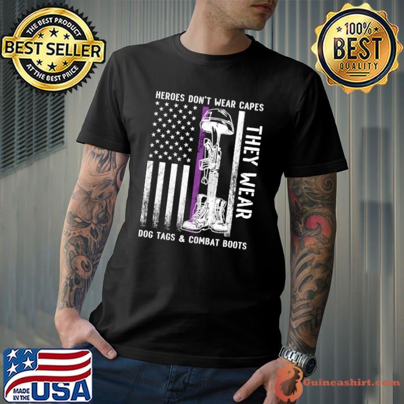 Heroes Don't Wear Capes They Wear Dog Tags & Combat Boots T-shirt