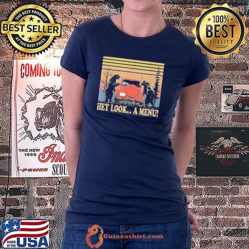 Hey Look A Menu Funny Camping Bear Vintage T-Shirt Ladiestee