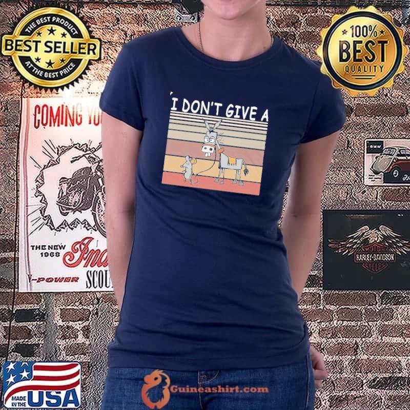 I Dont Give A Rats Ass Funny Mouse Walking Donkey Vintage T-Shirt Ladiestee