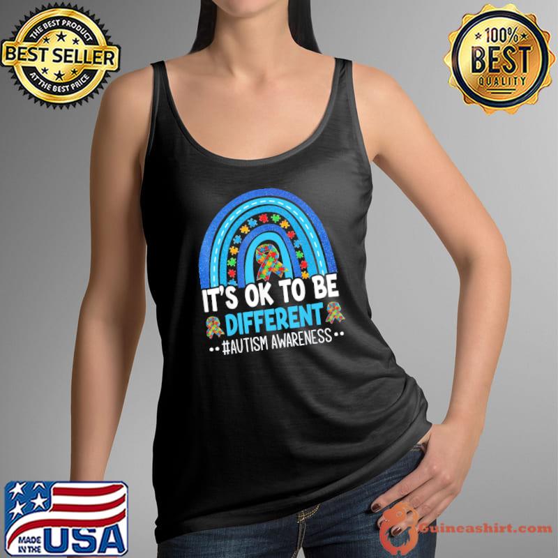 It's ok to be different autism awareness month rainbow mom Tank Top