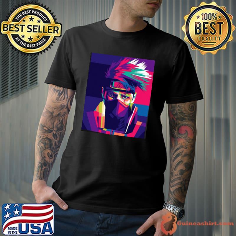 Kakashi's face revealed naruto shirt
