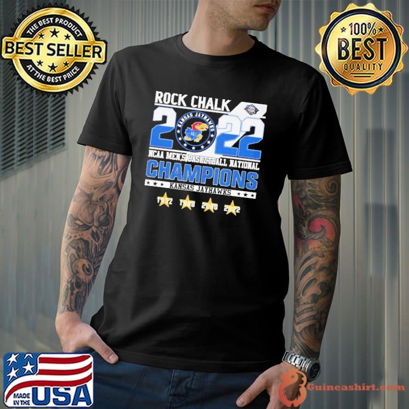 Kansas Jayhawks rock chalk 2022 NCAA men’s basketball national 1952 1988 2008 2022 shirt
