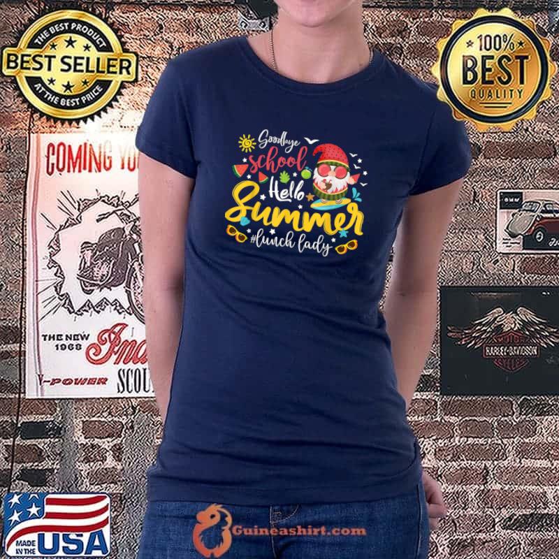 Lunch Lady Goodbye School Hello Summer Watermelon Gnome 2022 T-Shirt Ladiestee