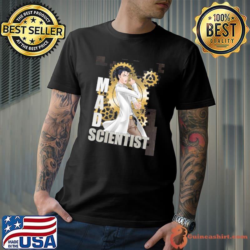Mad scientist anime graphic shirt