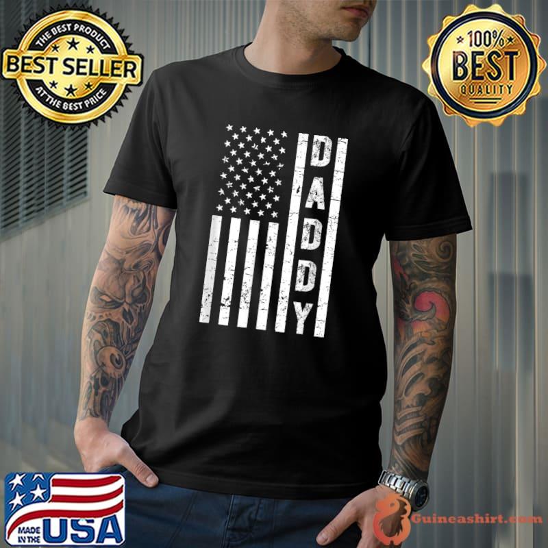 Mens Daddy American Flag Fathers Day Patriotic USA 4th of July T-Shirt