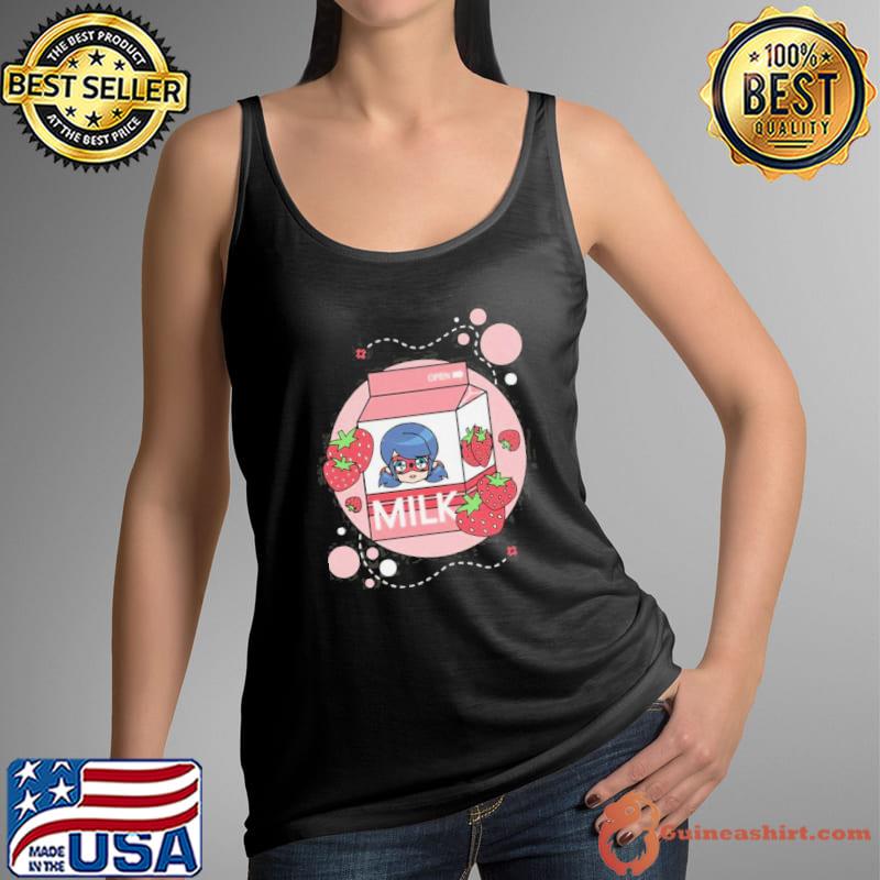 Miraculous ladybug cat noir strawberry milk jersey short sleeve Tank Top