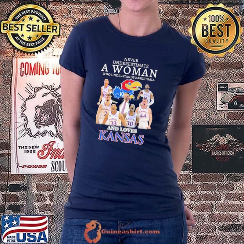 Never Underestimate A Woman Who Understands Basketball And Lves Kansas Shirt Ladiestee