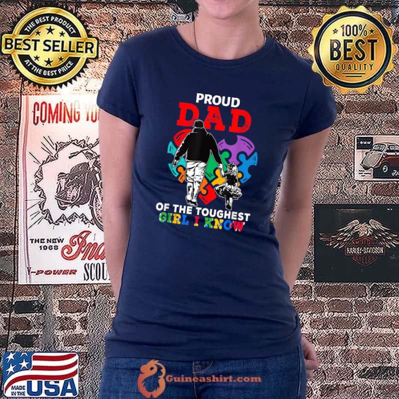 Proud Dad Of The Toughest Girl I Know Cute Puzzle Heart T-Shirt Ladiestee